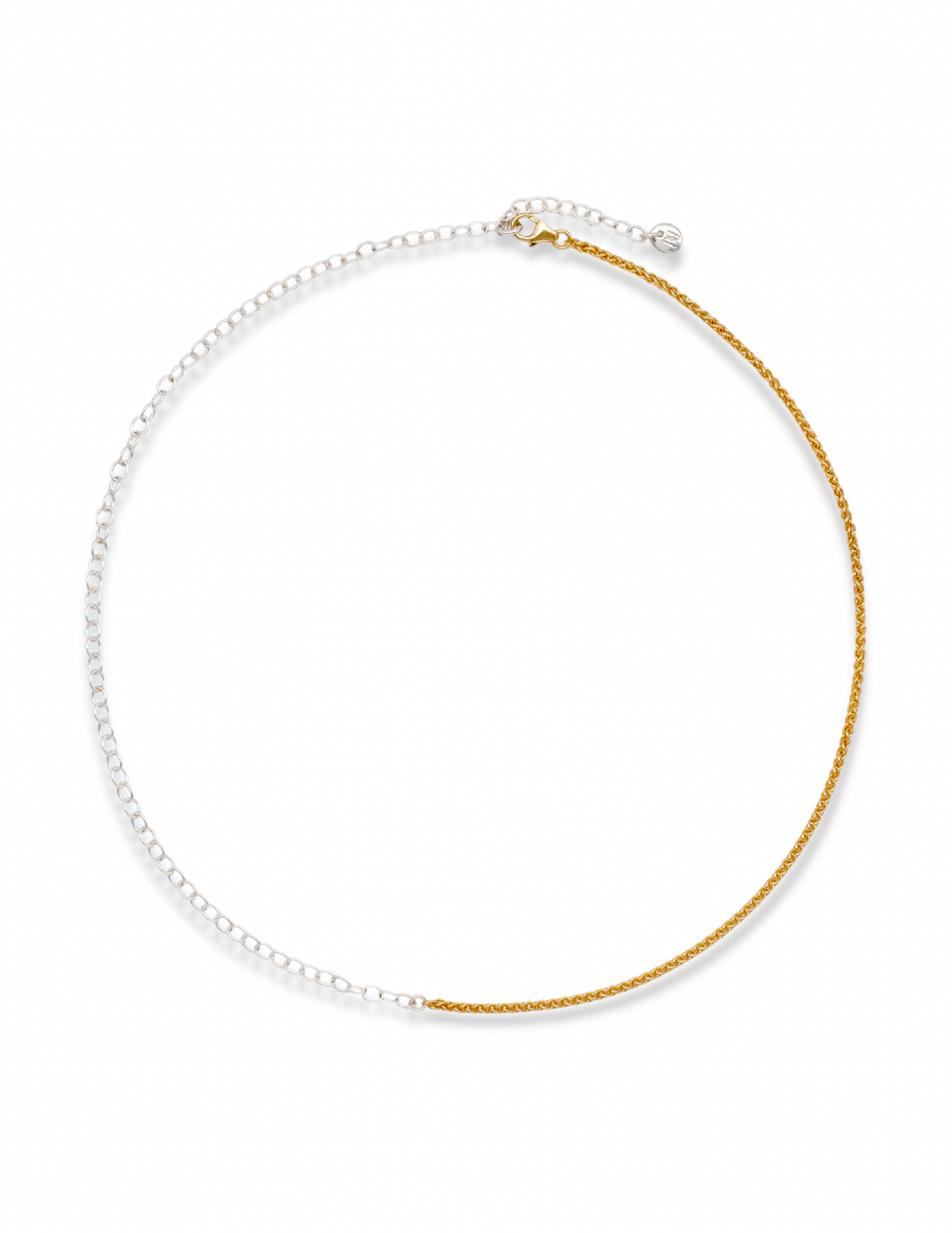 Kharys jewelry two tone double chain necklace in sterling silver and 18k gold vermeil