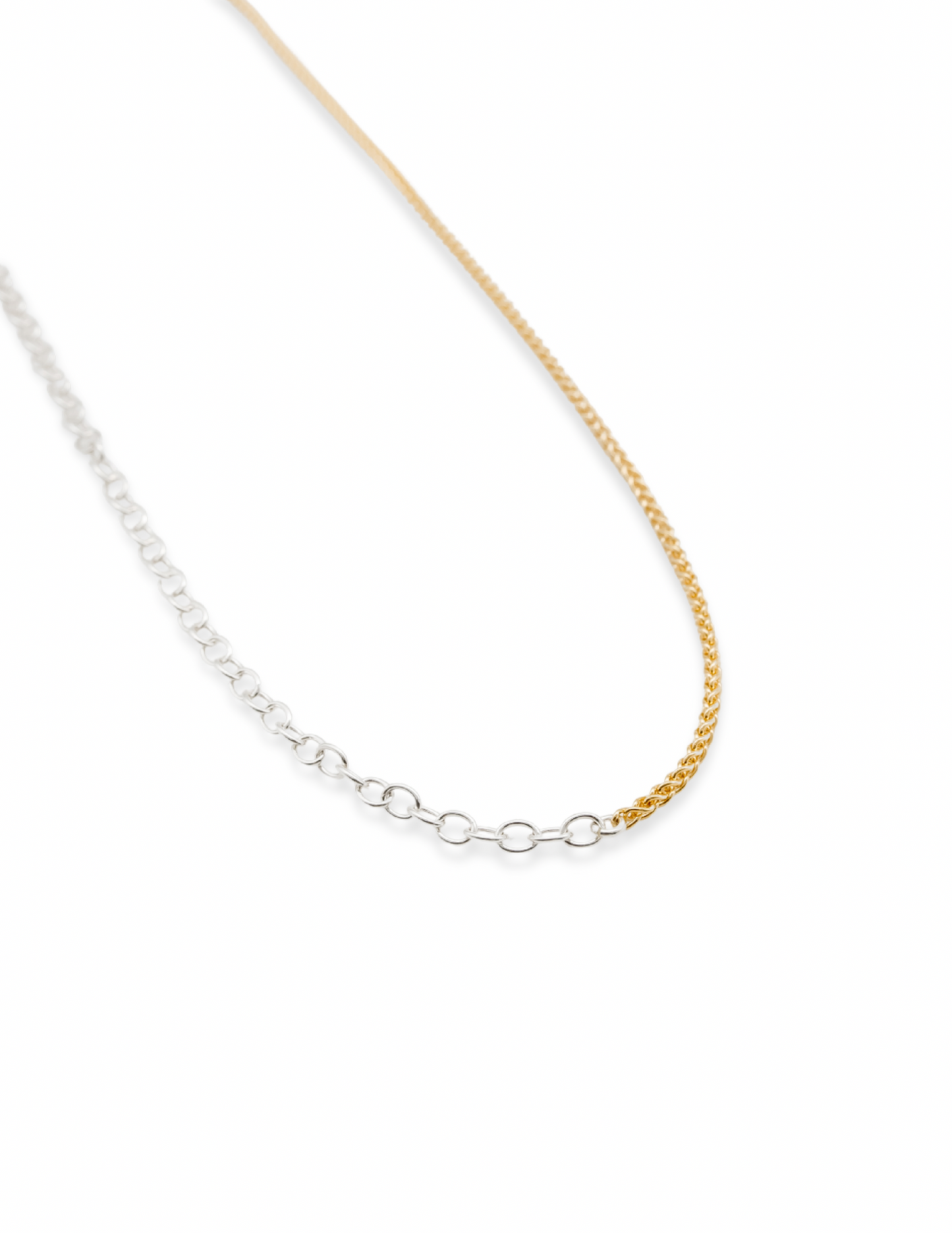 Kharys jewelry two tone double chain necklace in sterling silver and 18k gold vermeil