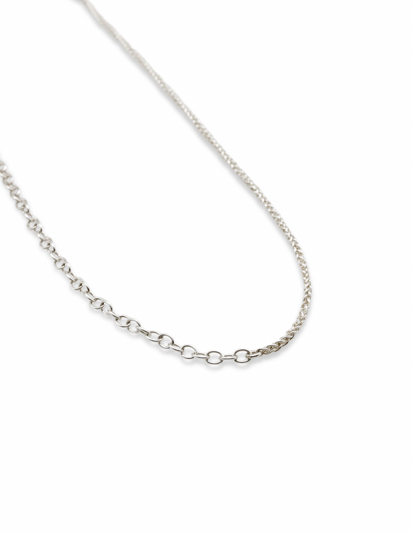 Kharys jewelry two tone double chain necklace in sterling silver