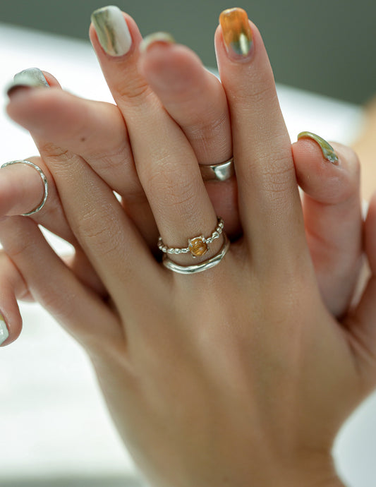 Kharys studio organic shaped sterling silver rings