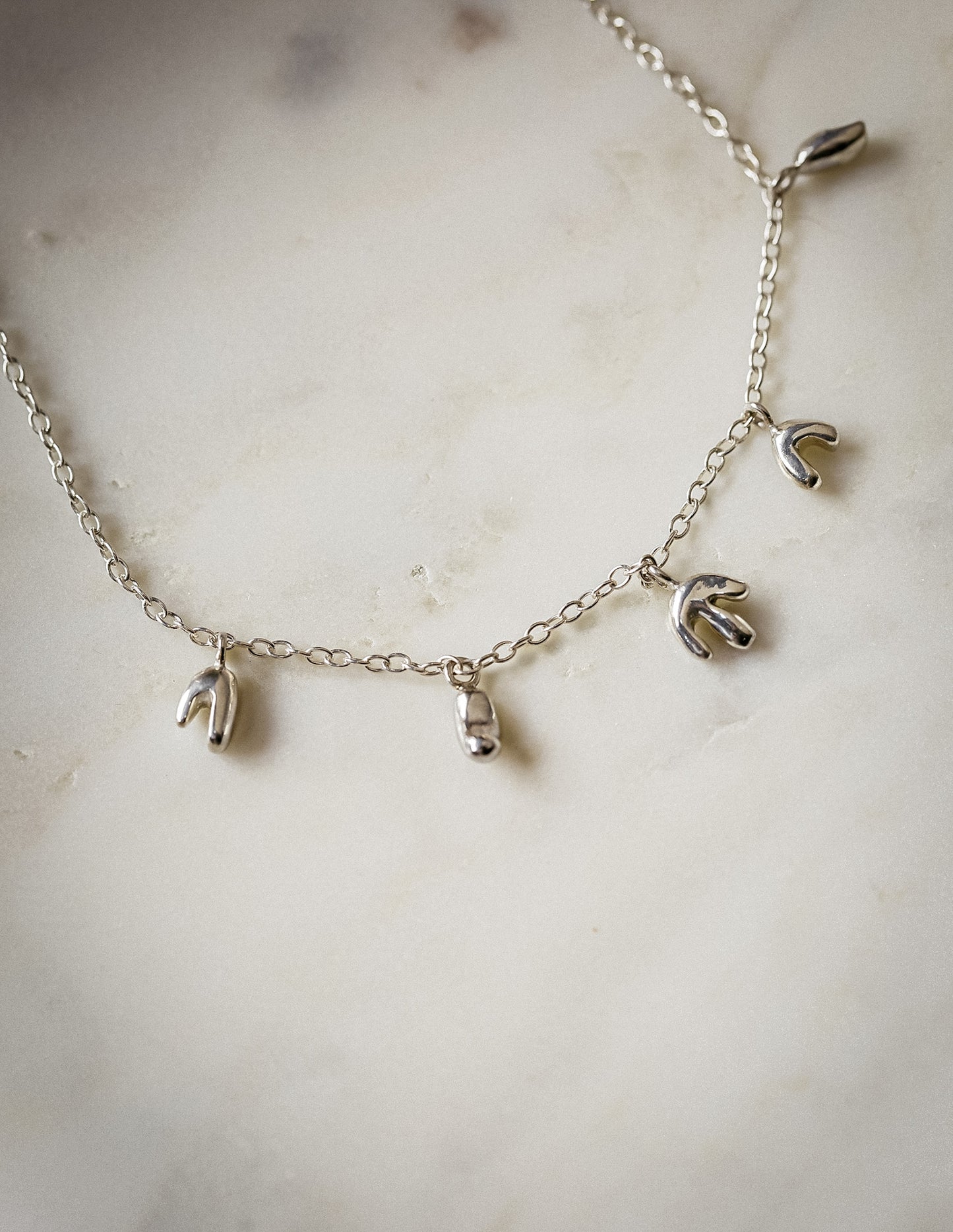 Kharys jewerly icicle charms organic shaped sterling silver necklace