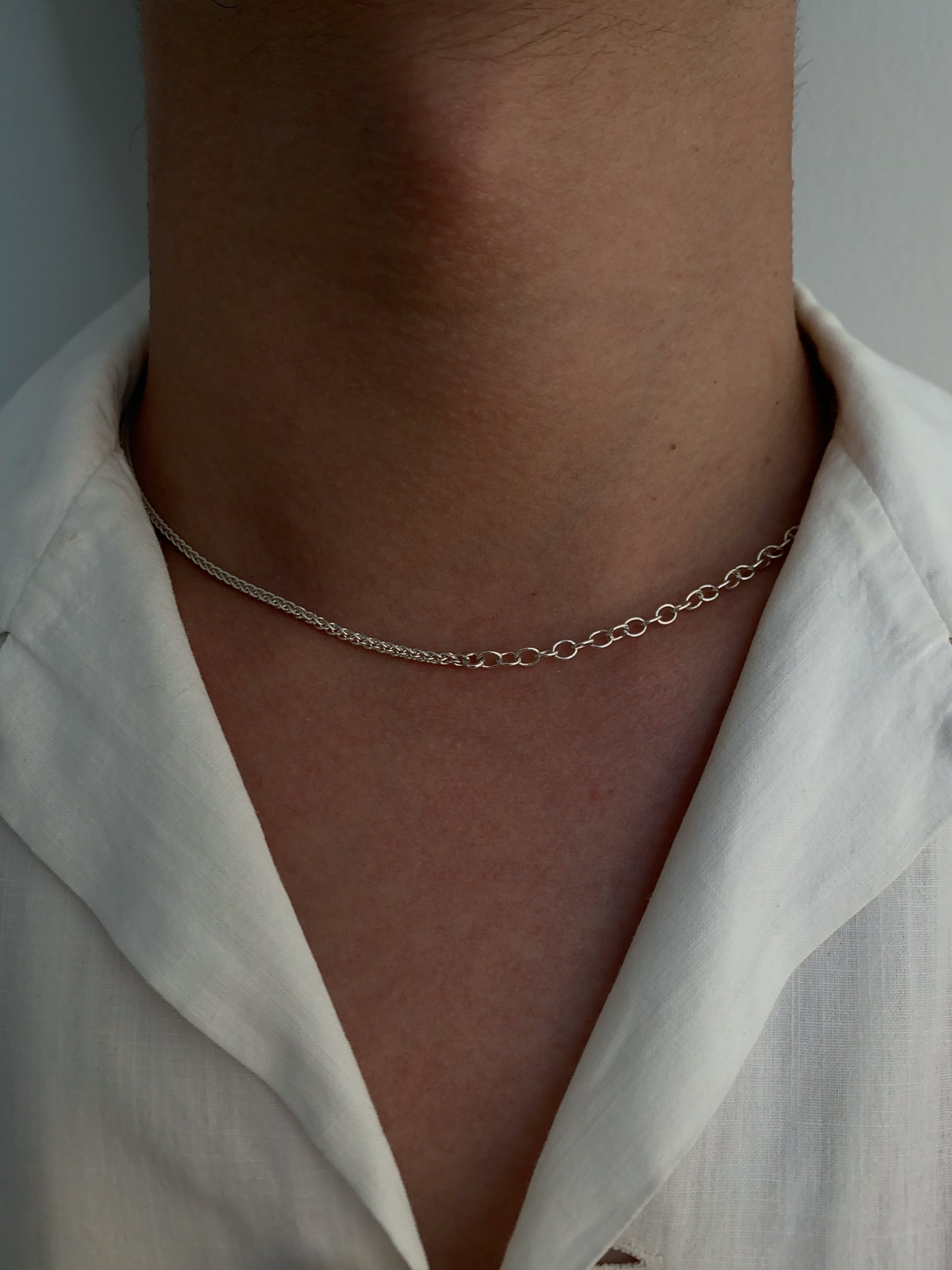 Kharys jewelry two tone double chain necklace in sterling silver