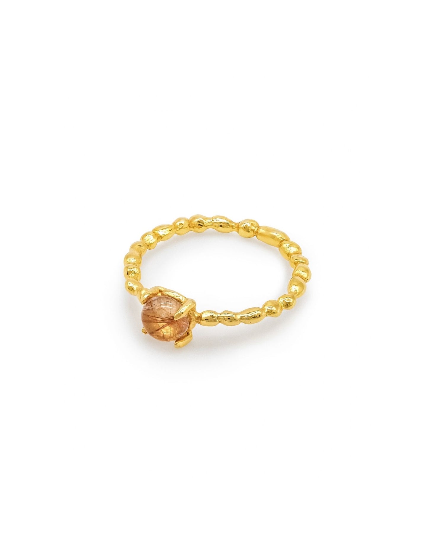 Kharys jewelry organic shaped rutile snowball earrings in 18k gold vermeil