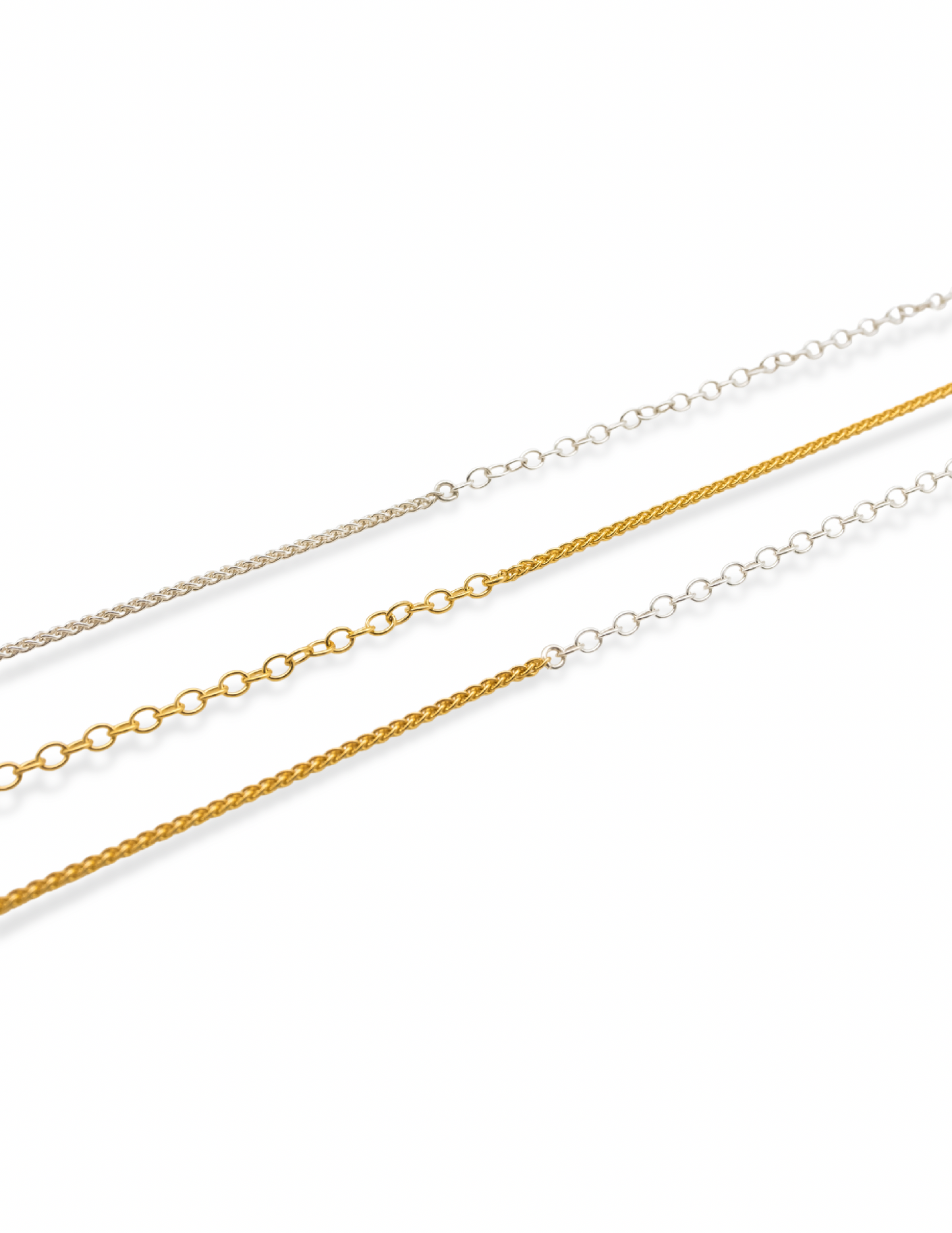 Kharys jewelry two tone double chain necklace in sterling silver and 18k gold vermeil