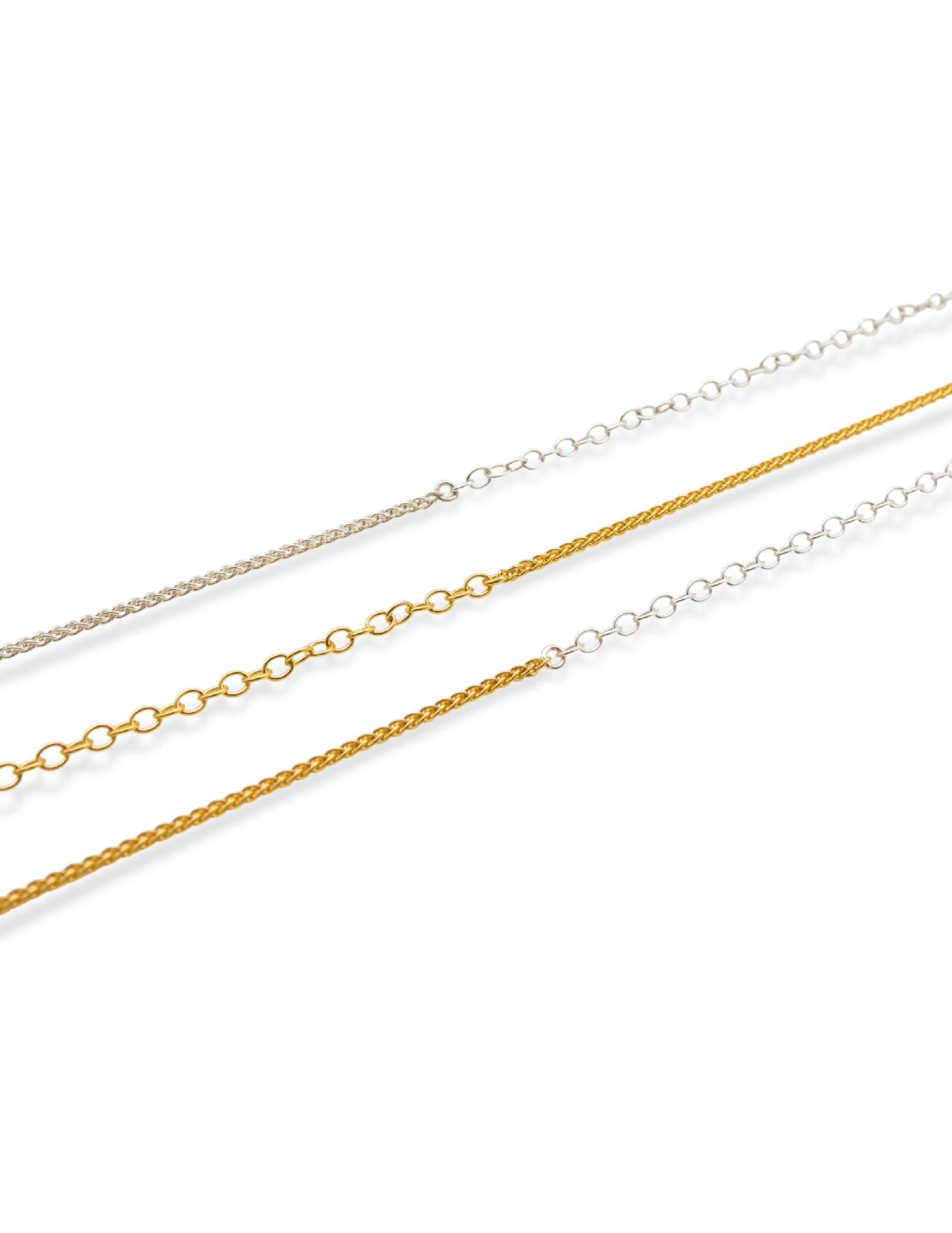 Kharys jewelry two tone double chain necklace in sterling silver and 18k gold vermeil