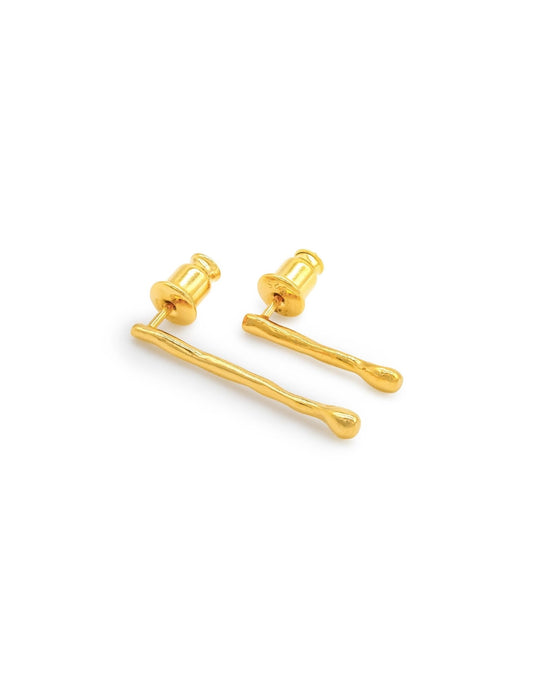 Kharys jewelry thin raindrop earrings in 18k gold vermeil