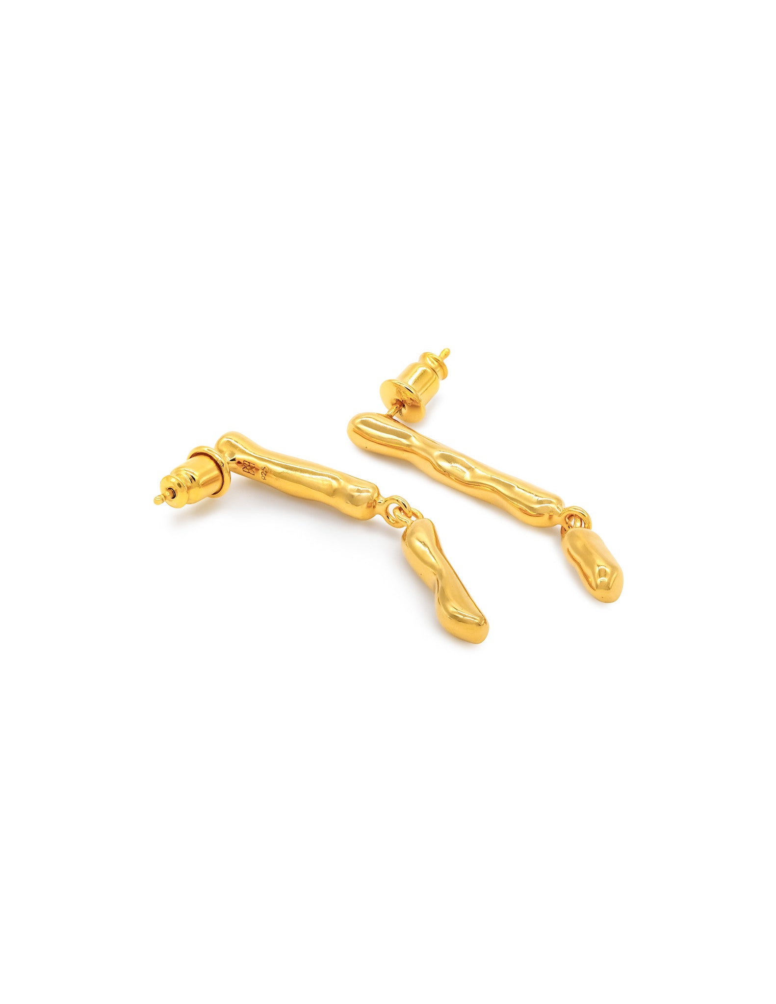 Kharys jewelry organic shaped hanging icicle earrings in 18k gold vermeil
