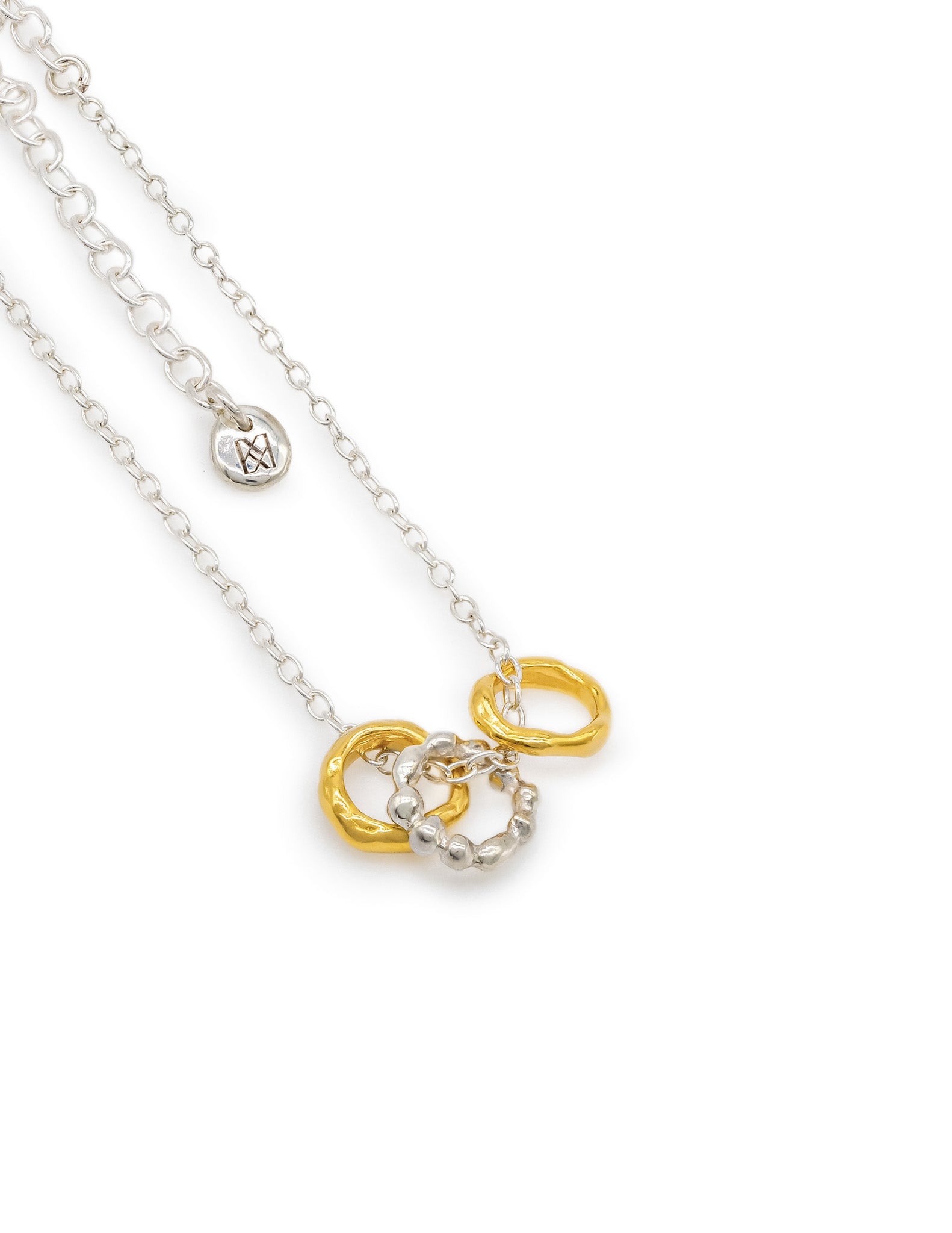 Kharys jewelry two tone wave necklace in sterling silver and 18k gold vermeil
