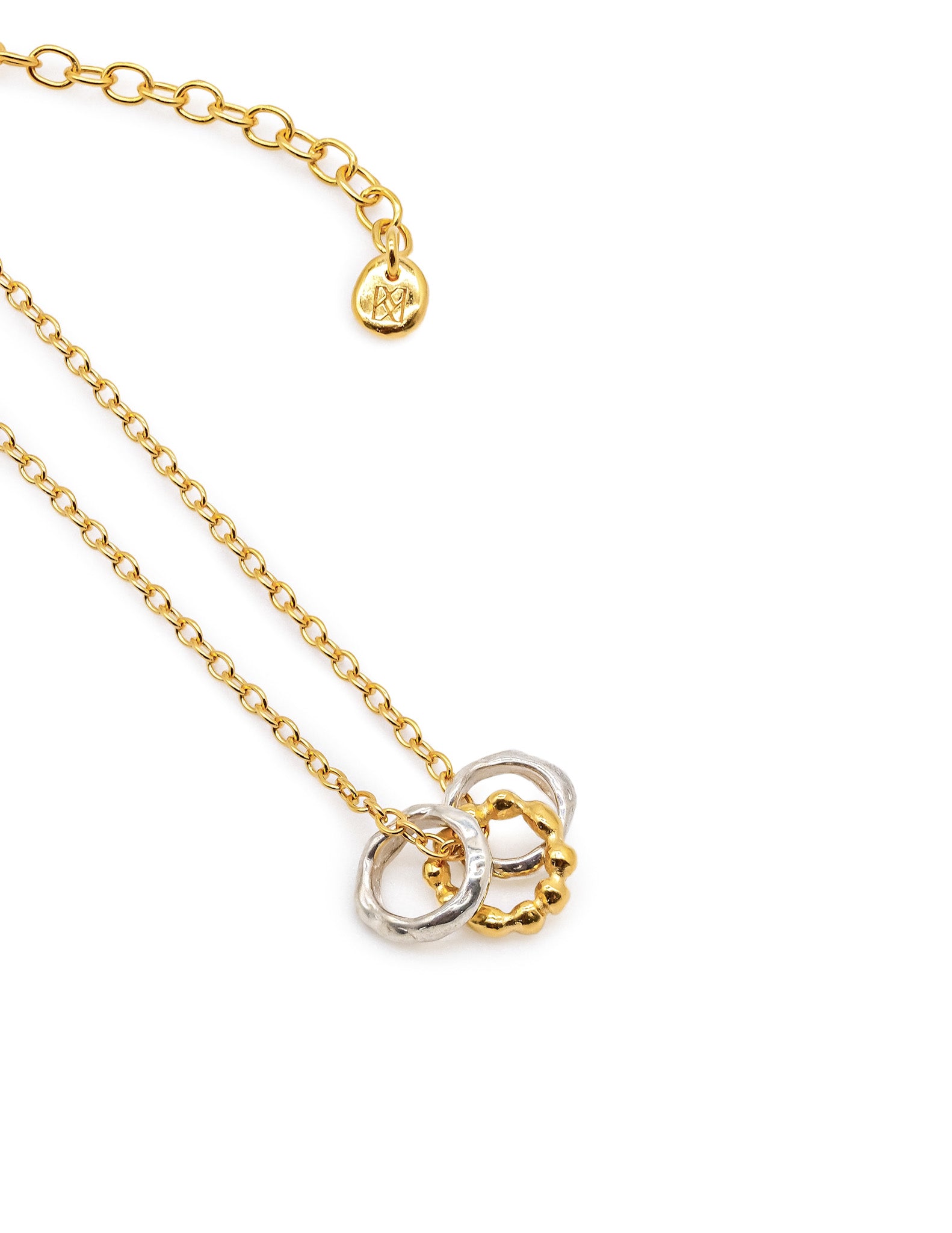 Kharys jewelry two tone wave necklace in sterling silver and 18k gold vermeil