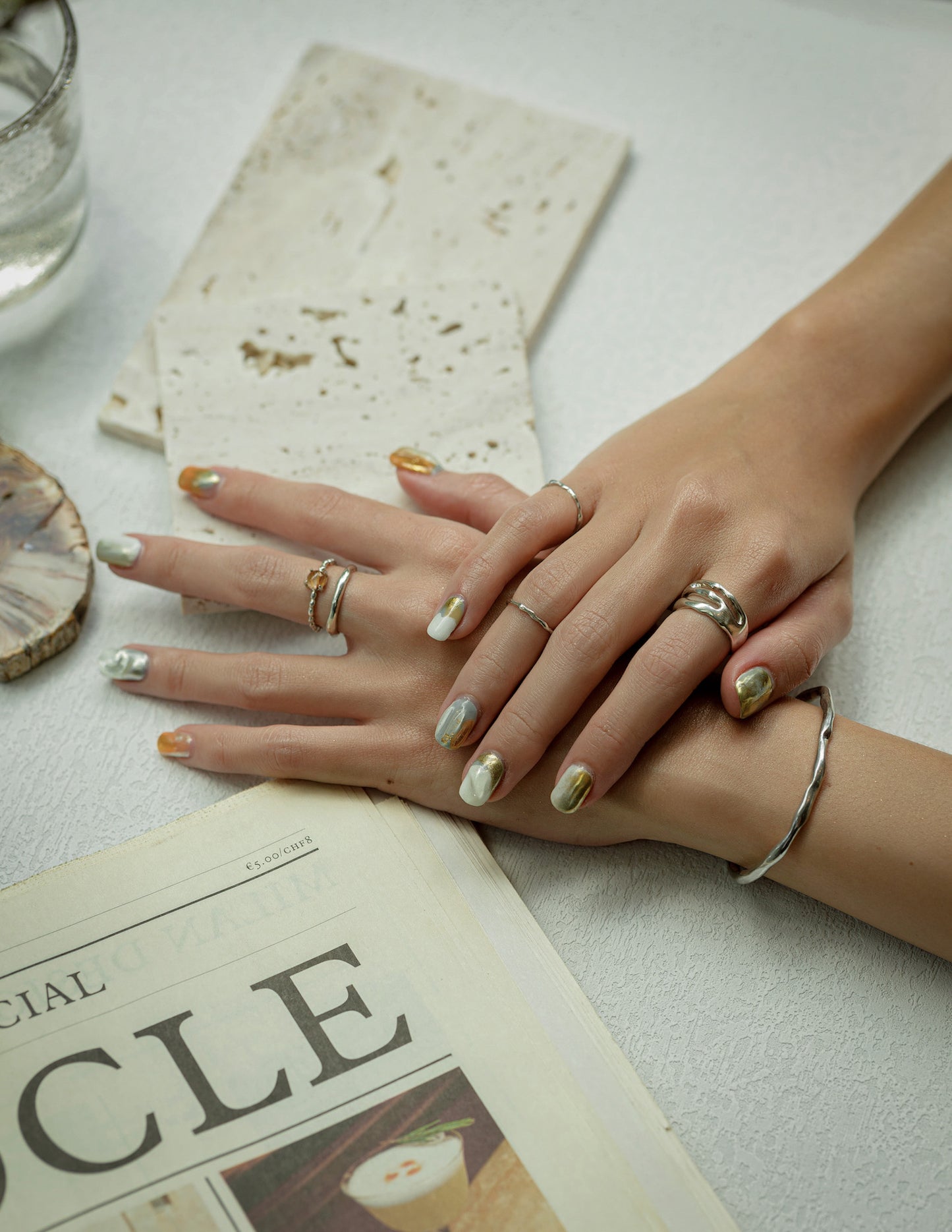 Kharys studio organic shaped sterling silver rings and bangle