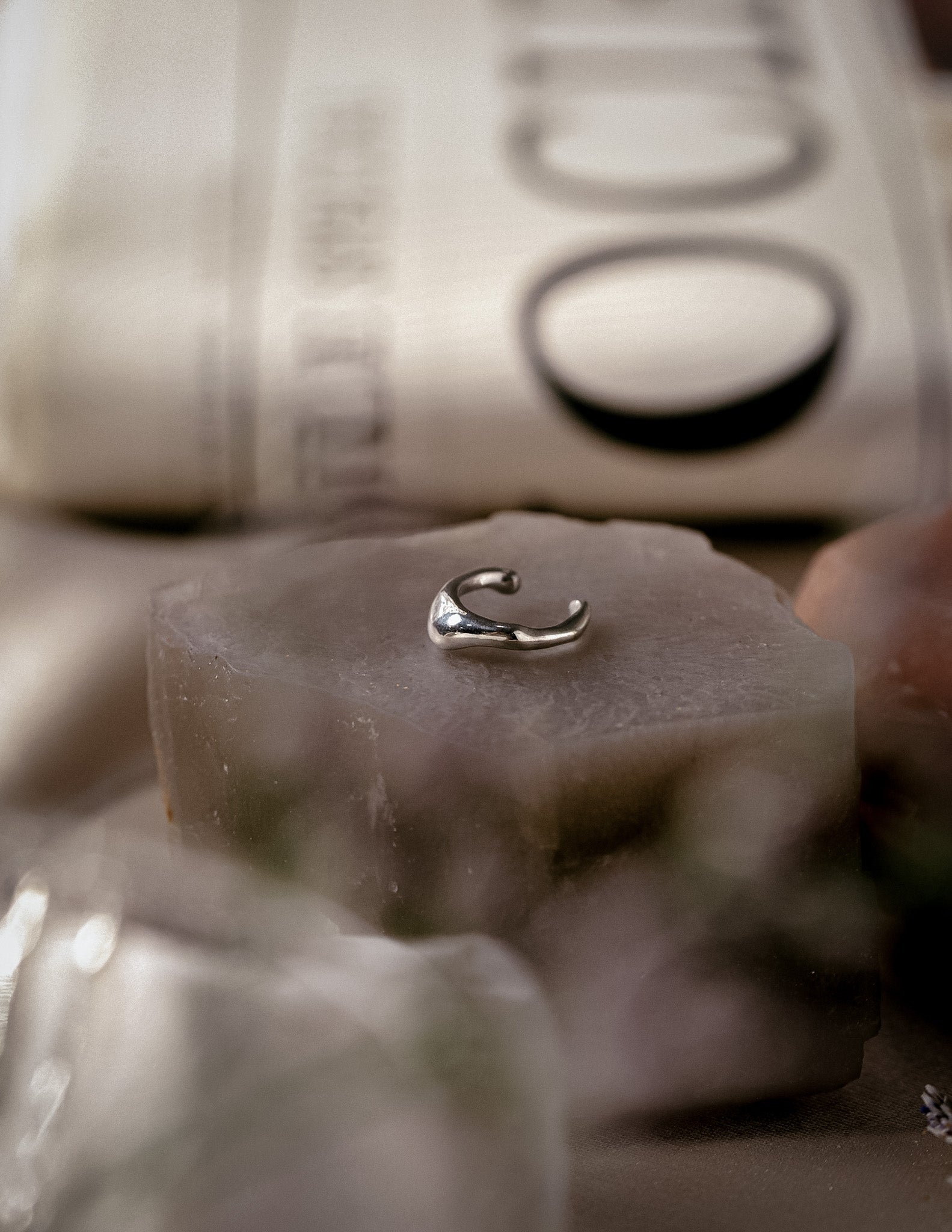 Kharys jewelry organic shaped drip ear cuff in 925 sterling silver