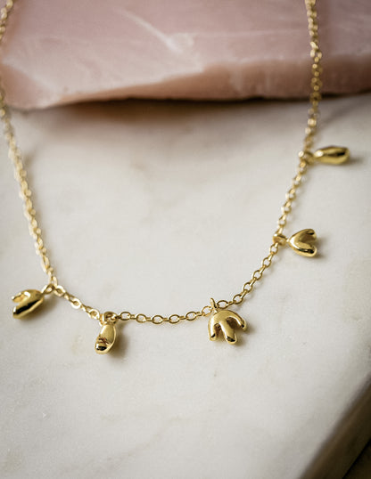 Kharys jewerly icicle charms organic shaped 18k gold vermeil necklace