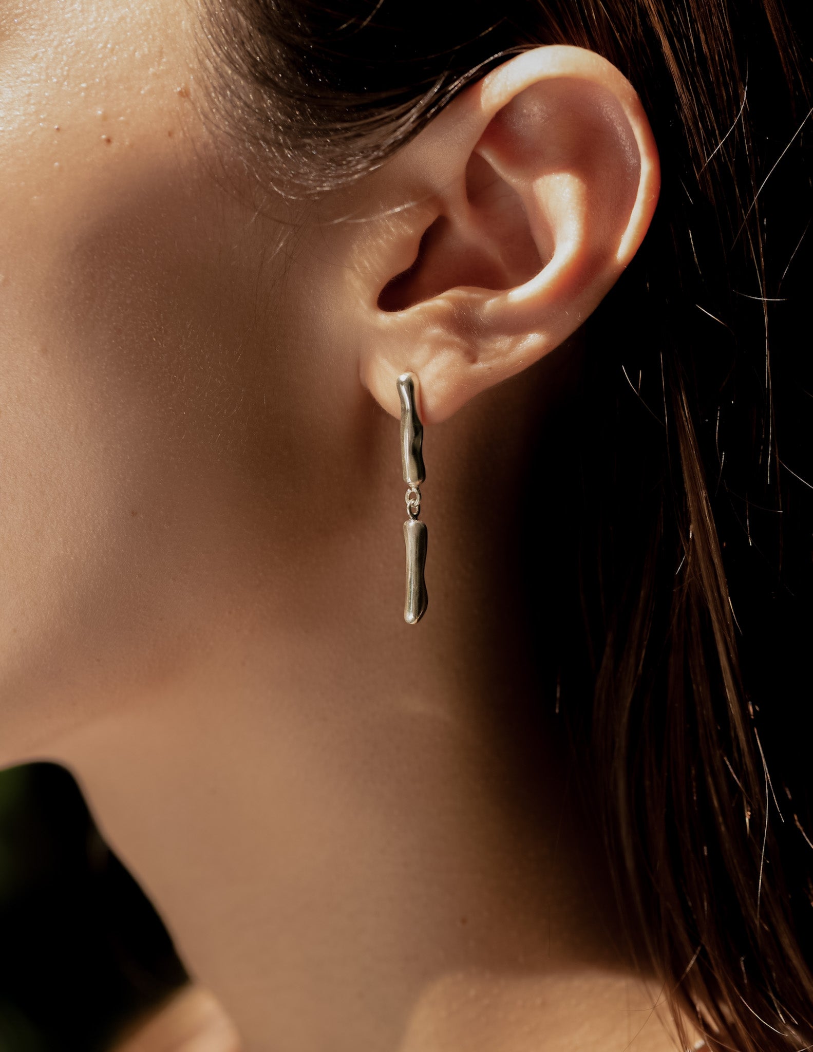 Kharys jewelry organic shaped hanging icicle earrings in 925 sterling silver 