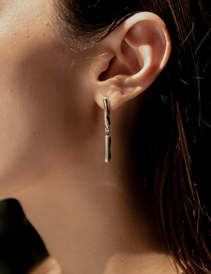 Kharys jewelry organic shaped hanging icicle earrings in 925 sterling silver 