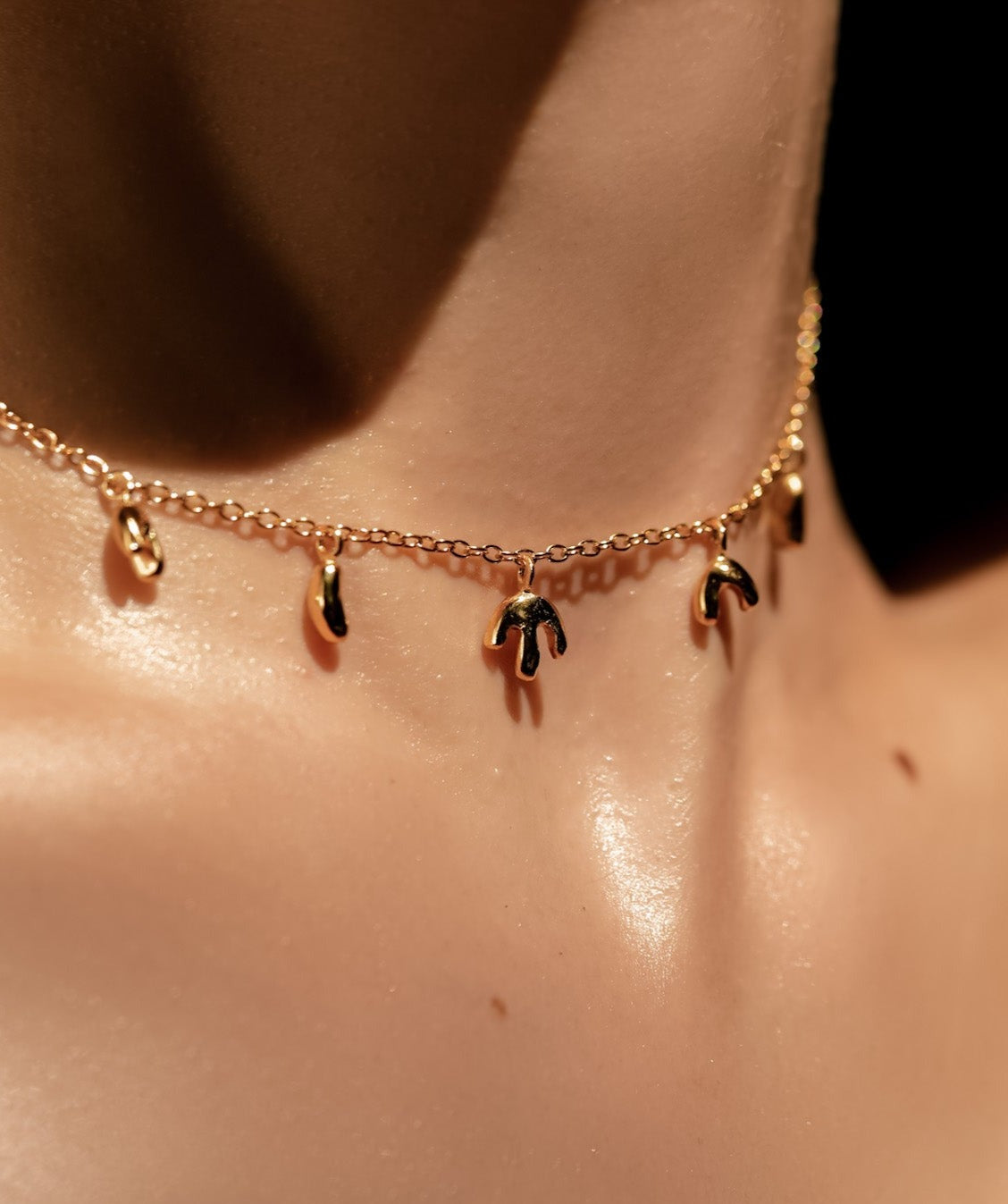 Kharys jewerly icicle charms organic shaped 18k gold vermeil necklace