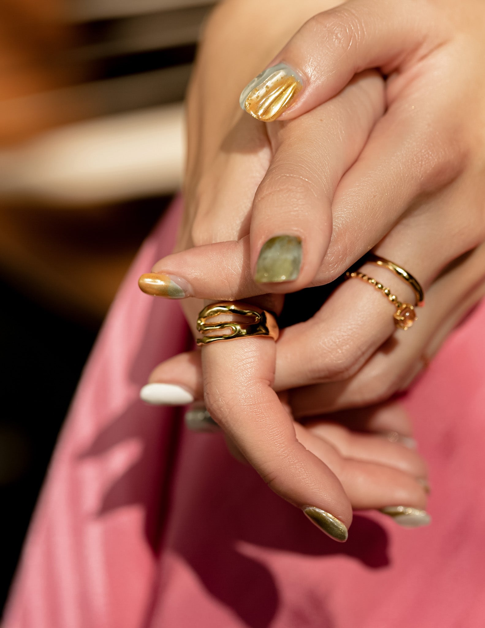 Kharys studio organic shaped 18k vermeil rings