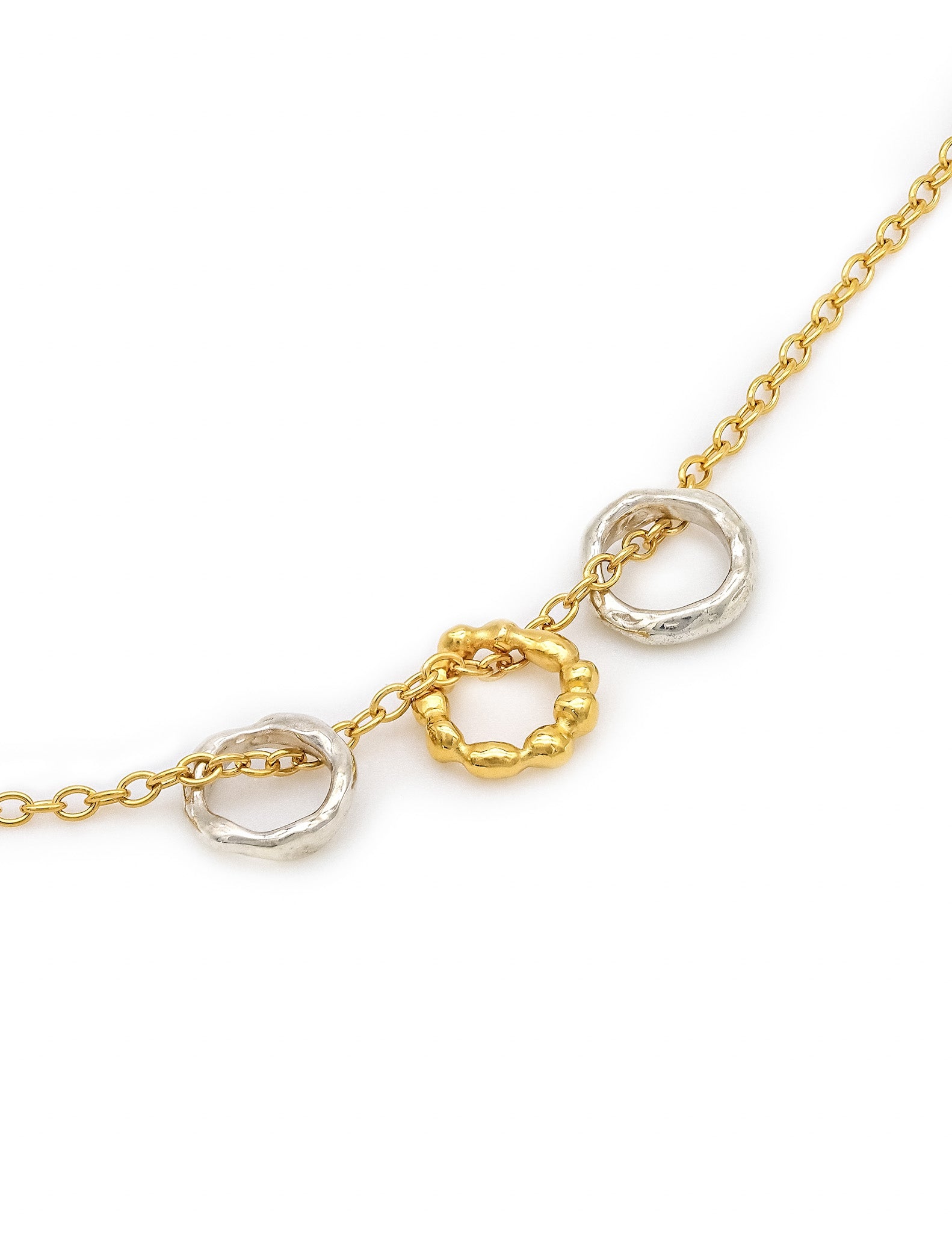 Kharys jewelry two tone wave necklace in sterling silver and 18k gold vermeil