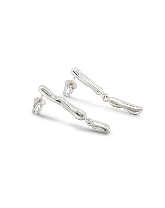 Kharys jewelry organic shaped hanging icicle earrings in 925 sterling silver 