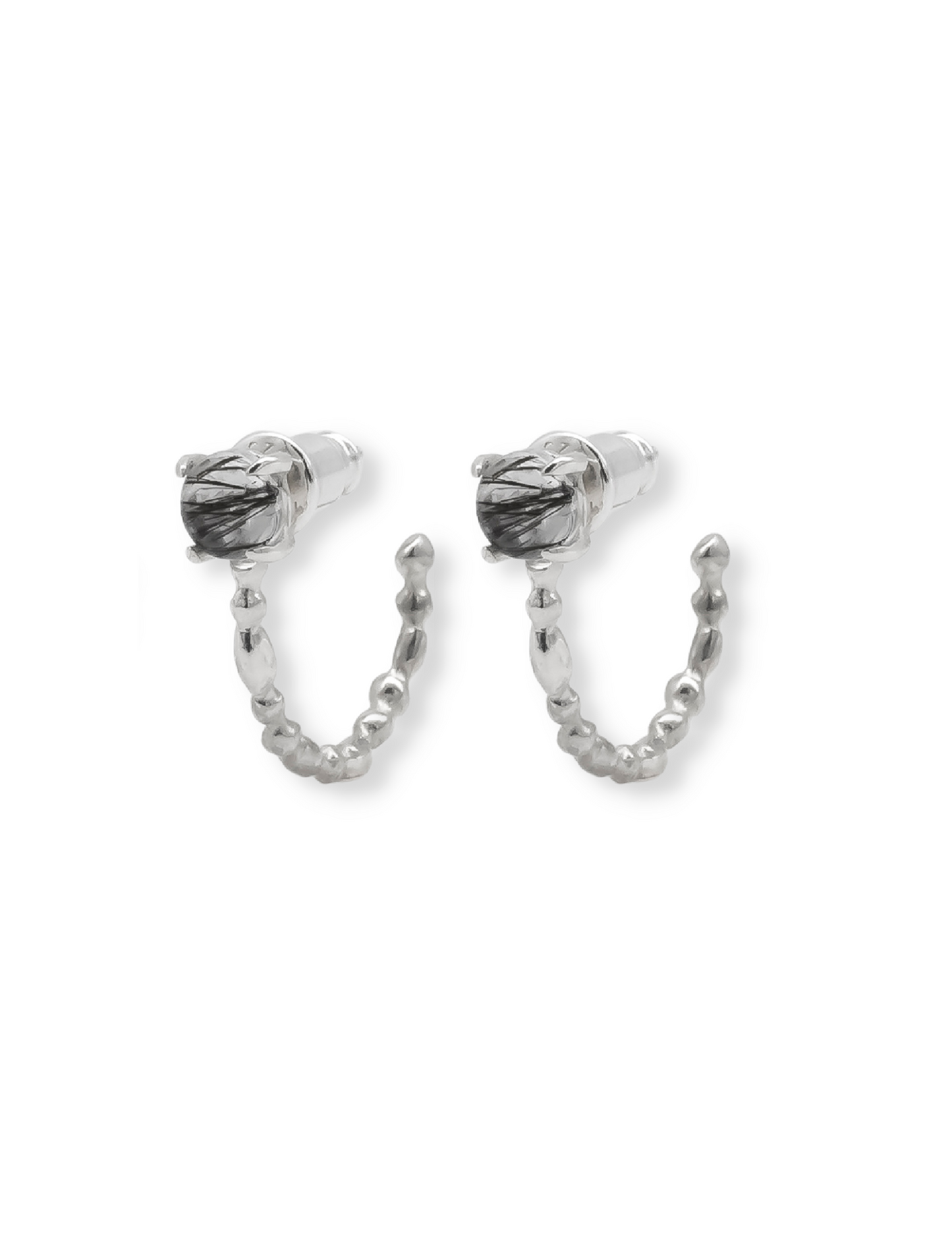 Half hoop snowball earrings