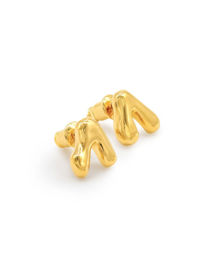 Kharys jewelry organic shaped flow stud earrings in 18k gold vermeil.