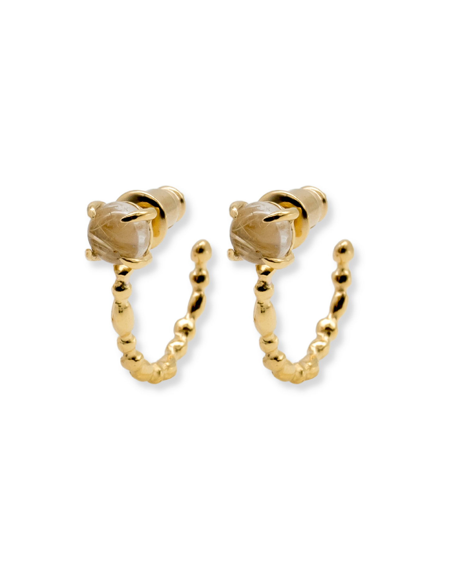Half hoop snowball earrings