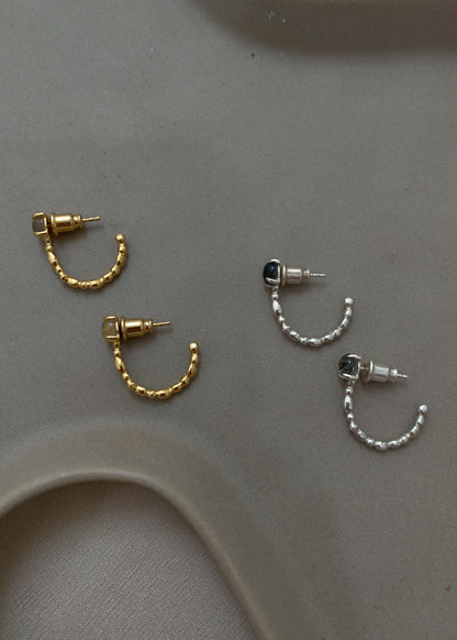Half hoop snowball earrings