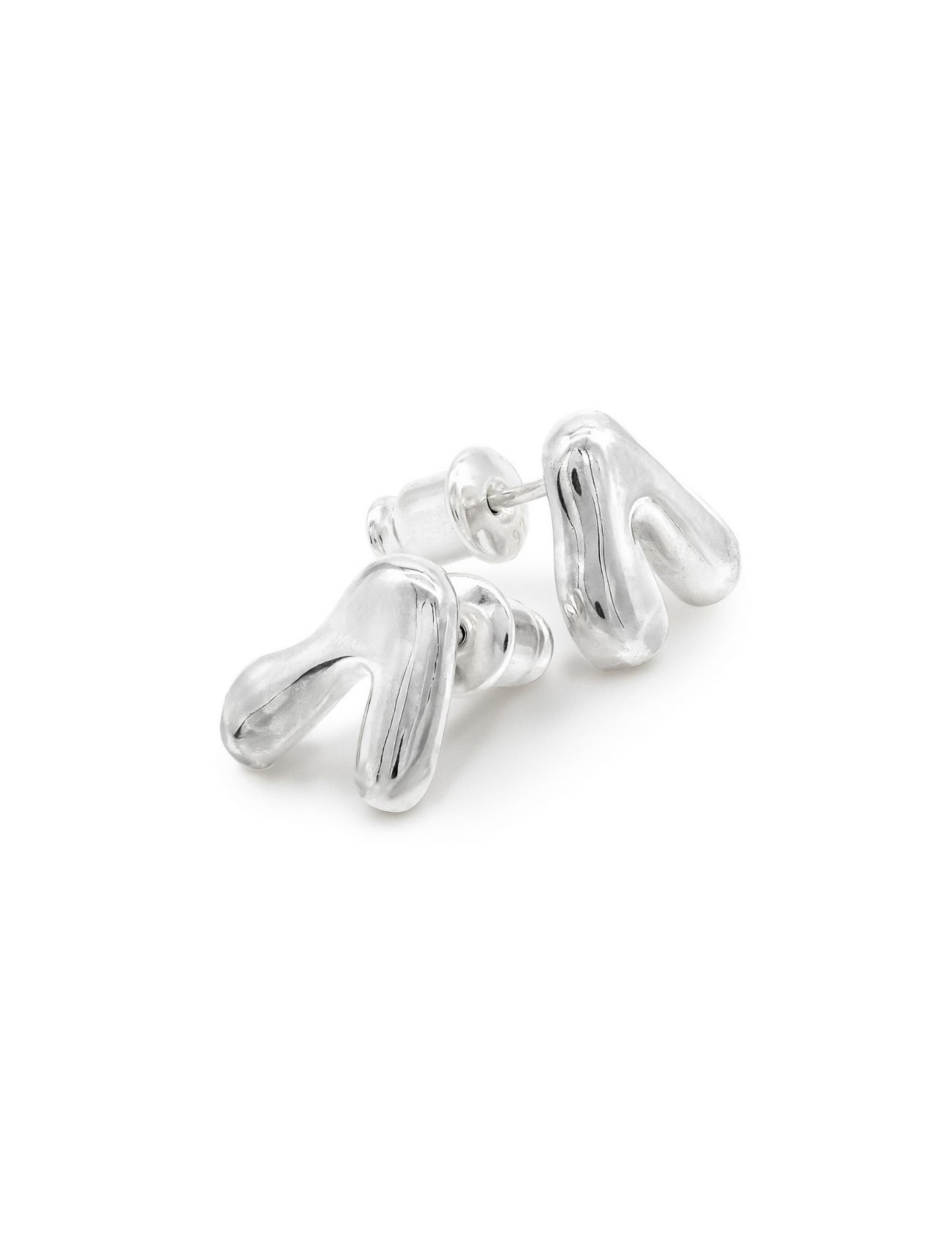 Kharys jewelry organic shaped flow stud earrings in 925 sterling silver