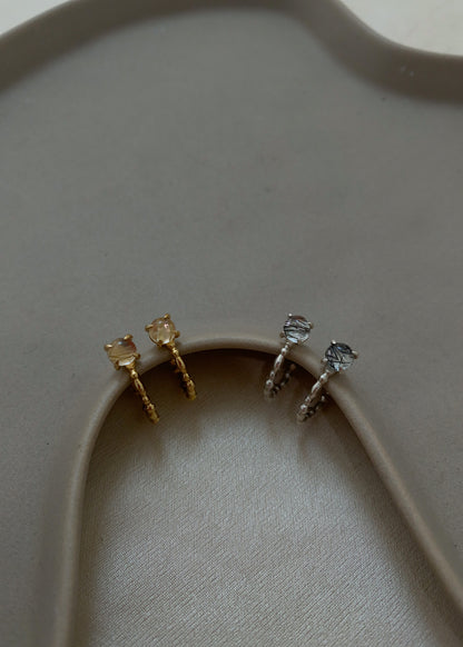 Half hoop snowball earrings