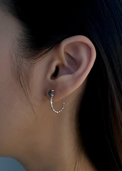 Half hoop snowball earrings